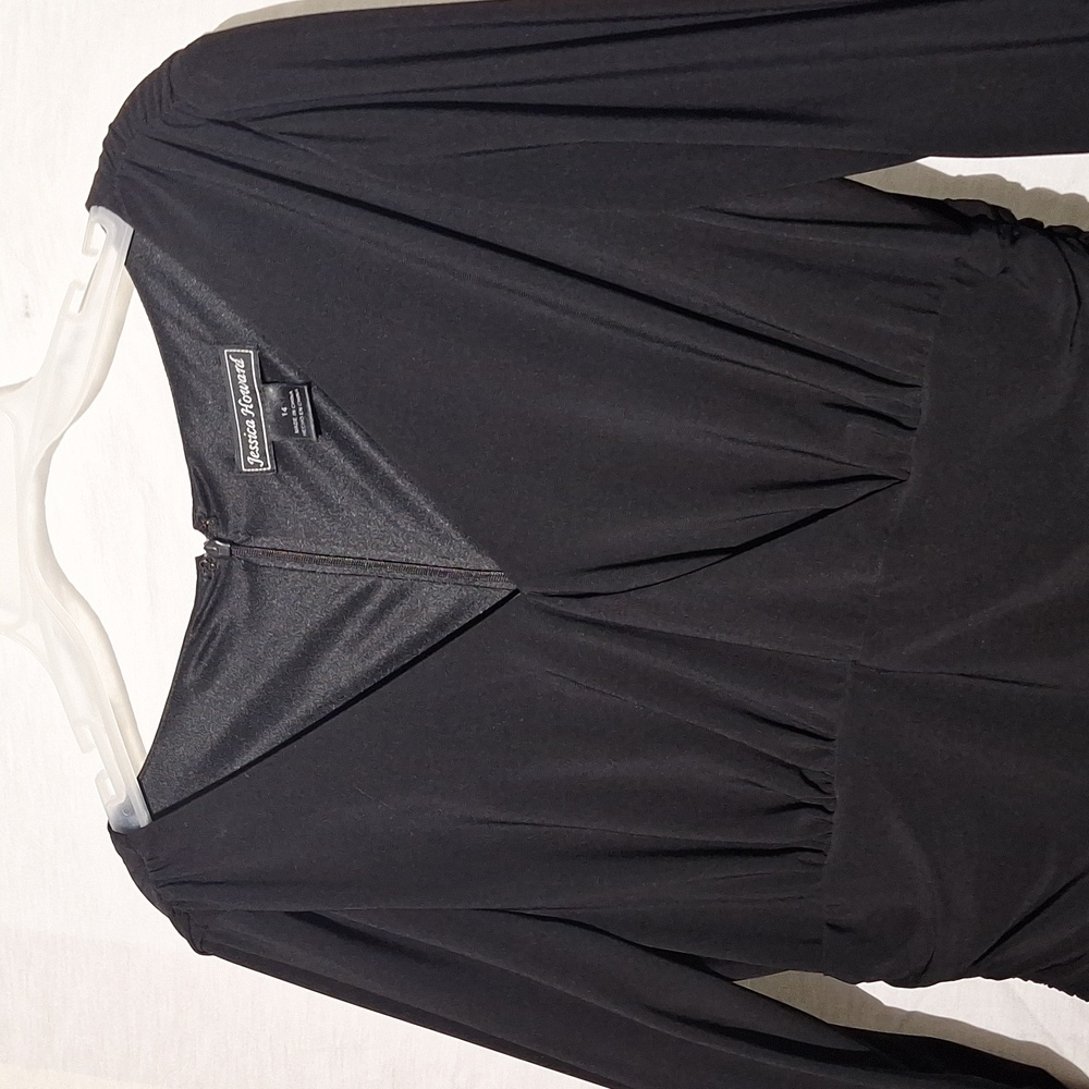 Black Formal Midi Dress, Sequins, Embroidered, Jessica Howard Sz 12, NWOT - Picture 4 of 14